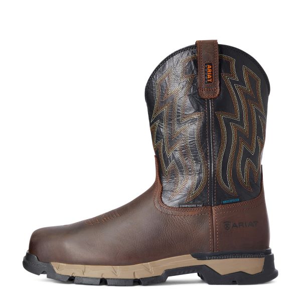 Ariat Dark Brown Rebar Flex Western Waterproof Men's Composite Toe Work Boots 10034157