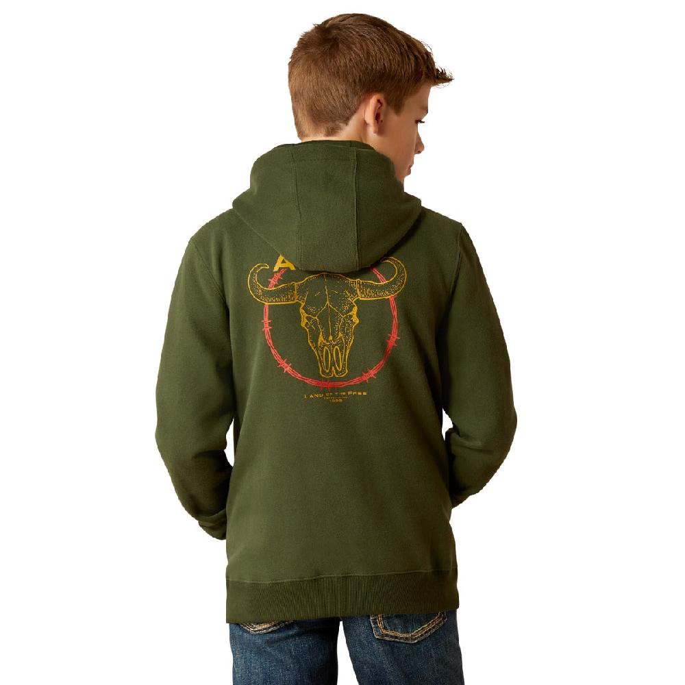 Ariat Dark Green Barbwire Kids' Skull Hoodie 10052393