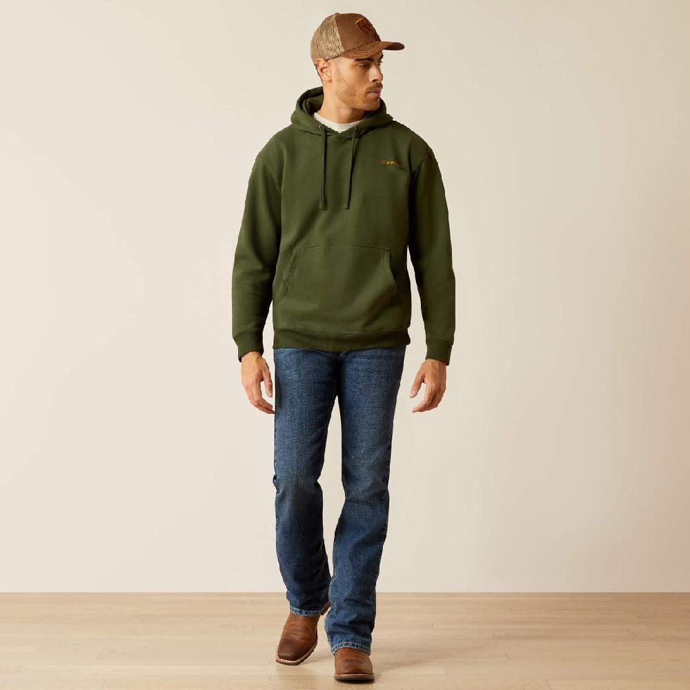 Ariat Dark Green Barbwire Skull Men's Hoodie 10052461