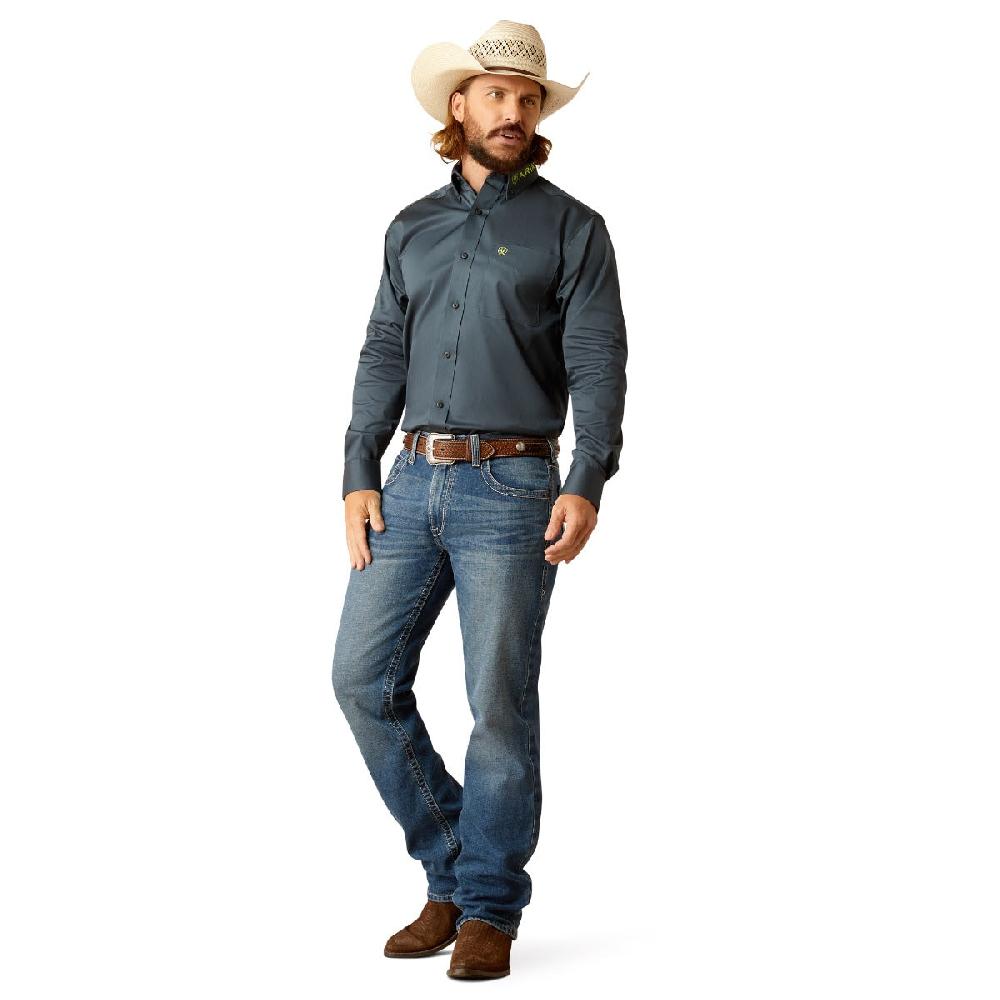 Ariat Dark Grey Team Logo Men's Twill Fitted Long Sleeve Button Down Western Shirts 10048718