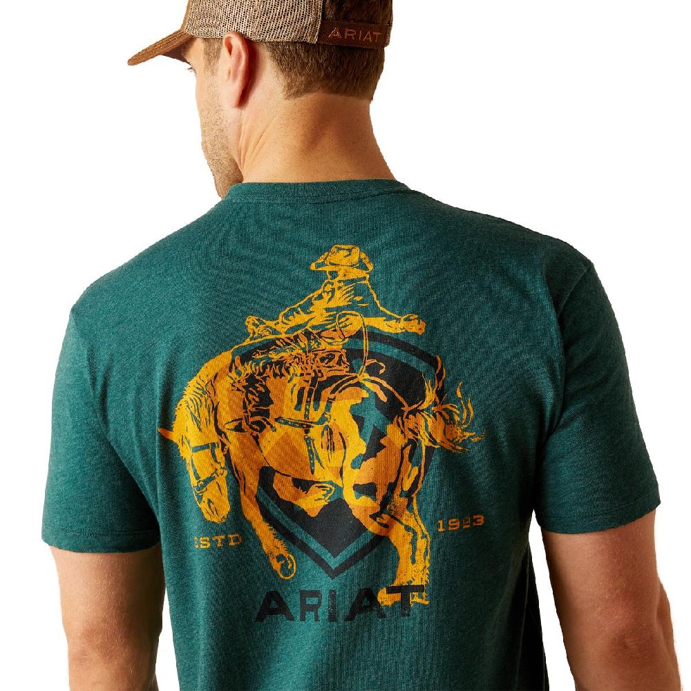 Ariat Dark Teal Heather Abilene Shield Short Sleeve Men's T-Shirt 10051455