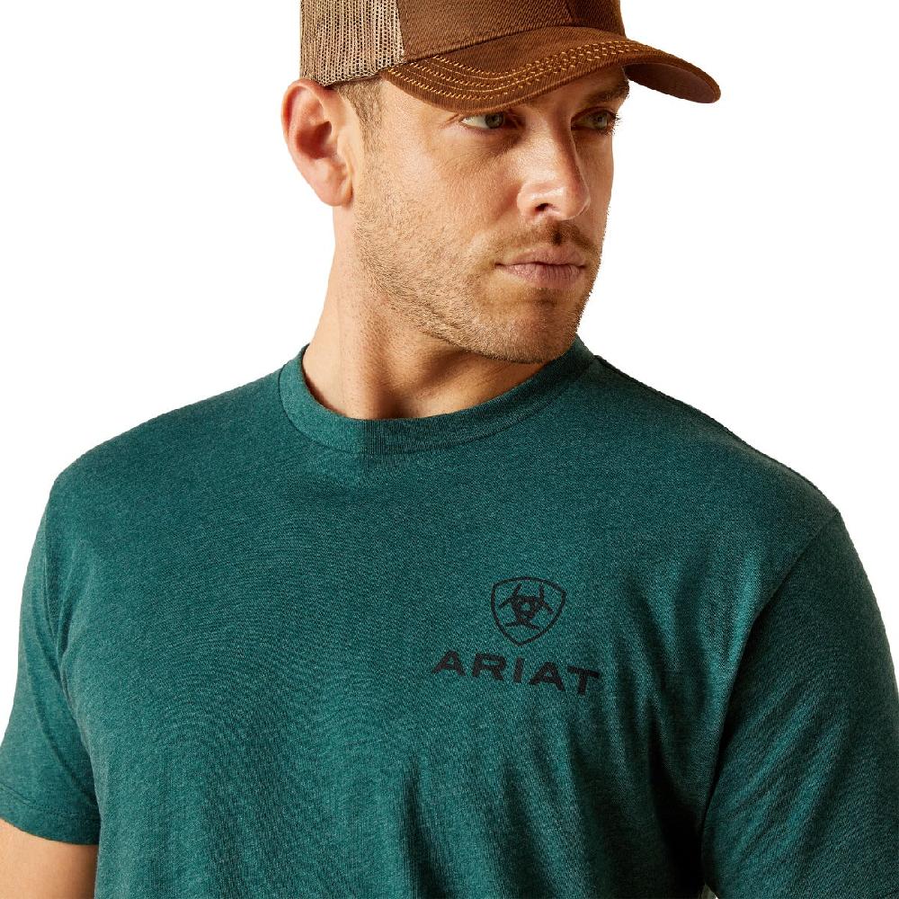 Ariat Dark Teal Heather Abilene Shield Short Sleeve Men's T-Shirt 10051455