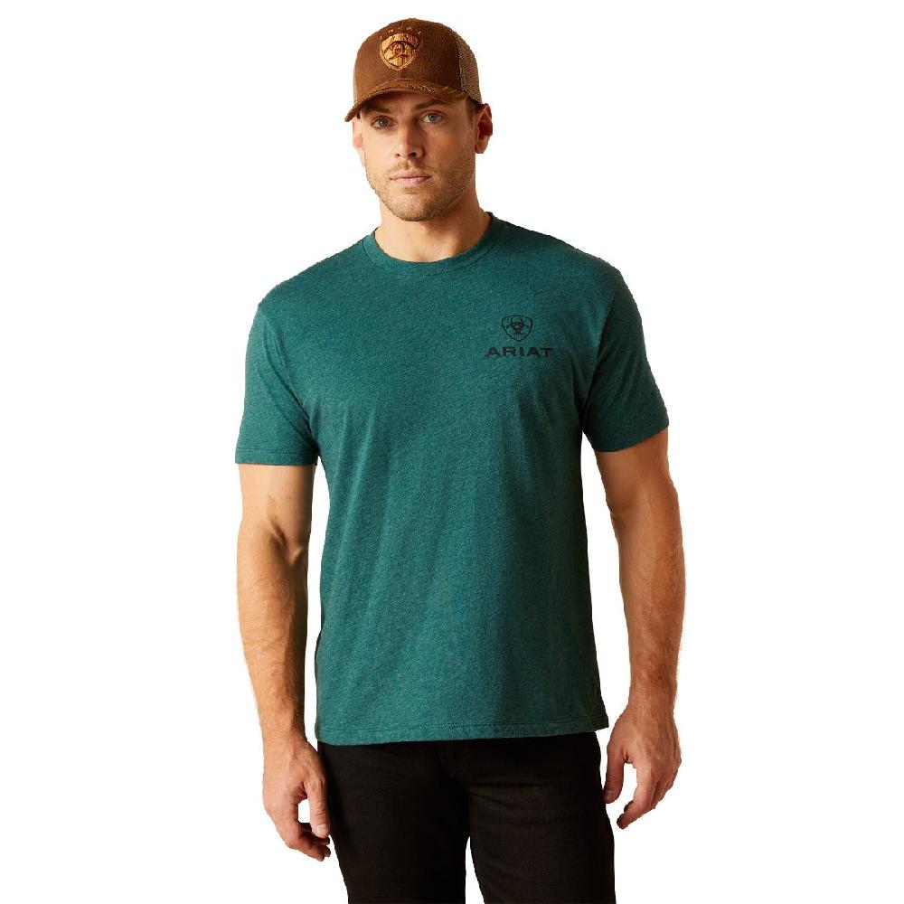 Ariat Dark Teal Heather Abilene Shield Short Sleeve Men's T-Shirt 10051455