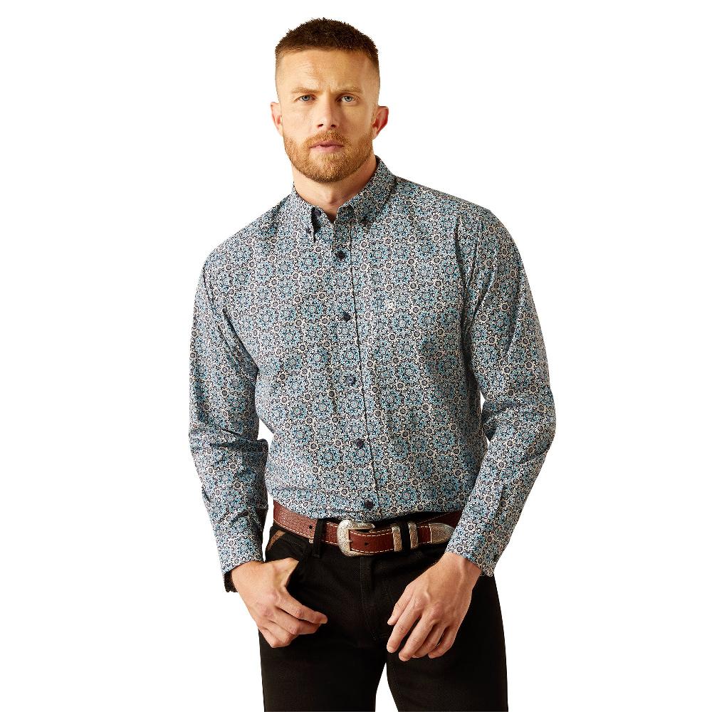 Ariat Dark Teal With Print Santiago Men's Collared Classic Fit Button Front Shirt 10058967