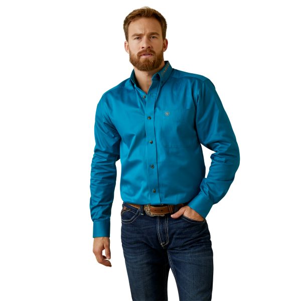 Ariat Deep Turquoise Team Logo Twill Fitted Men's Button Down Shirt 10045026