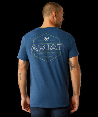 Ariat Denim Black Heather Line Frame Hex Men's T-Shirt 10054773