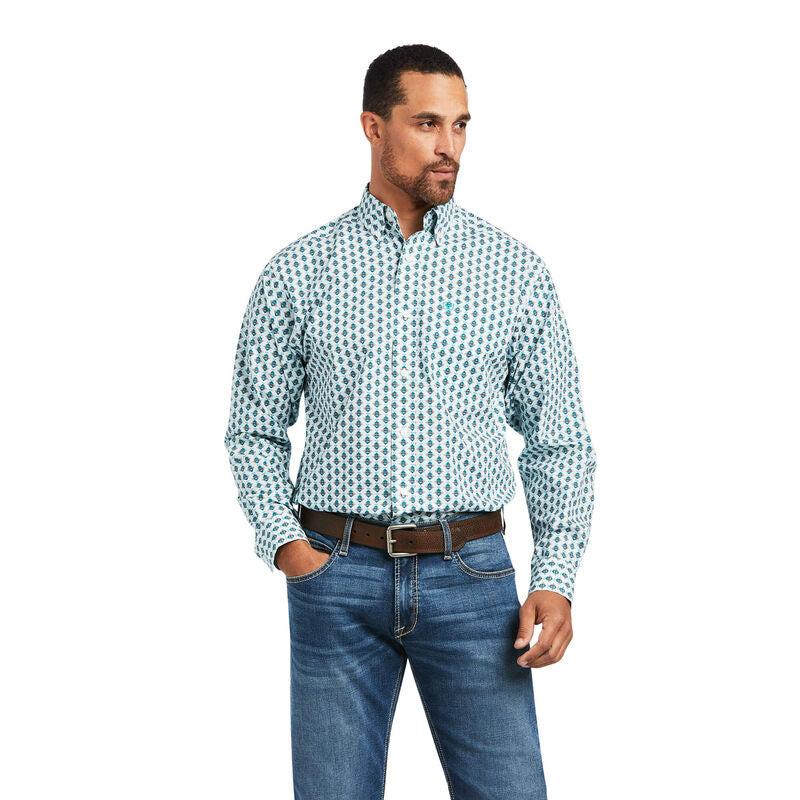 Ariat Derek White Print Button Down Men's Shirt 10039249