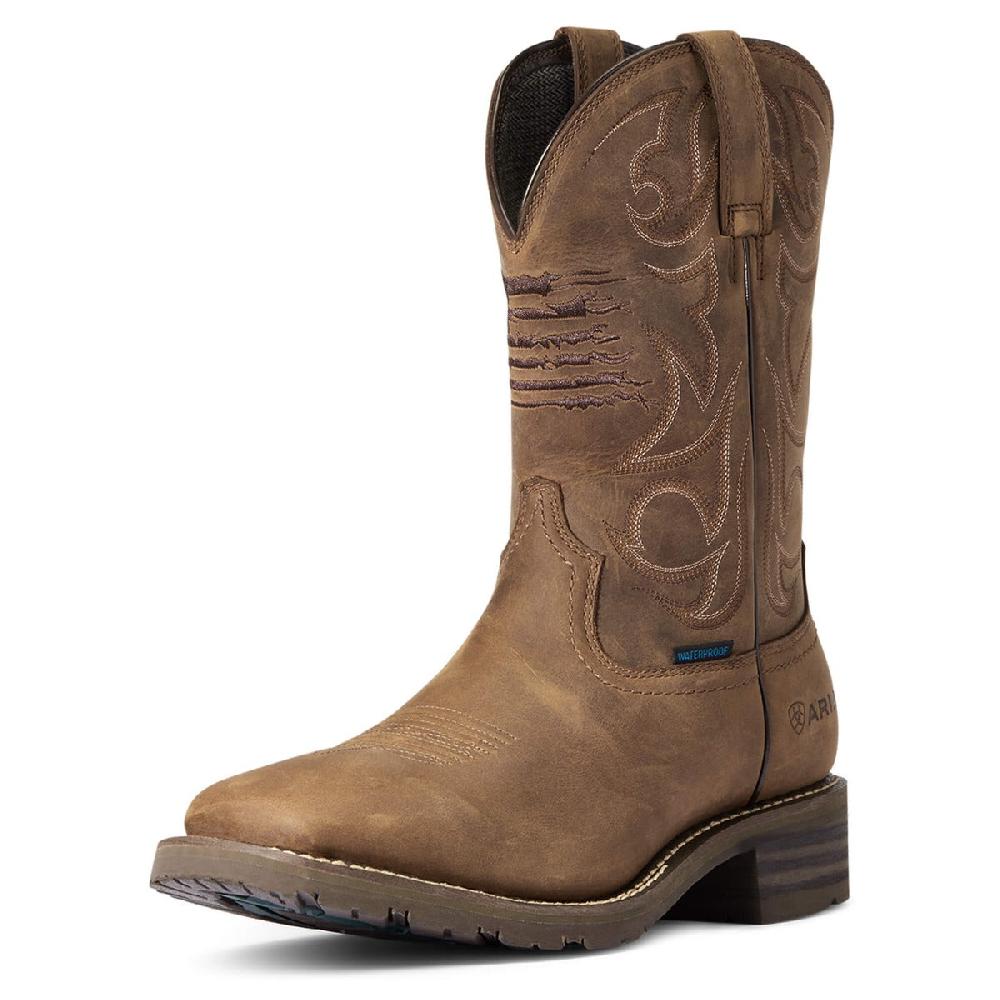 Ariat Distressed Brown Hybrid Patriot Mens Waterproof Western Boot 10038354