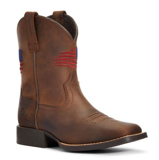 Ariat Distressed Brown Patriot II Children's Western Boot 10034408