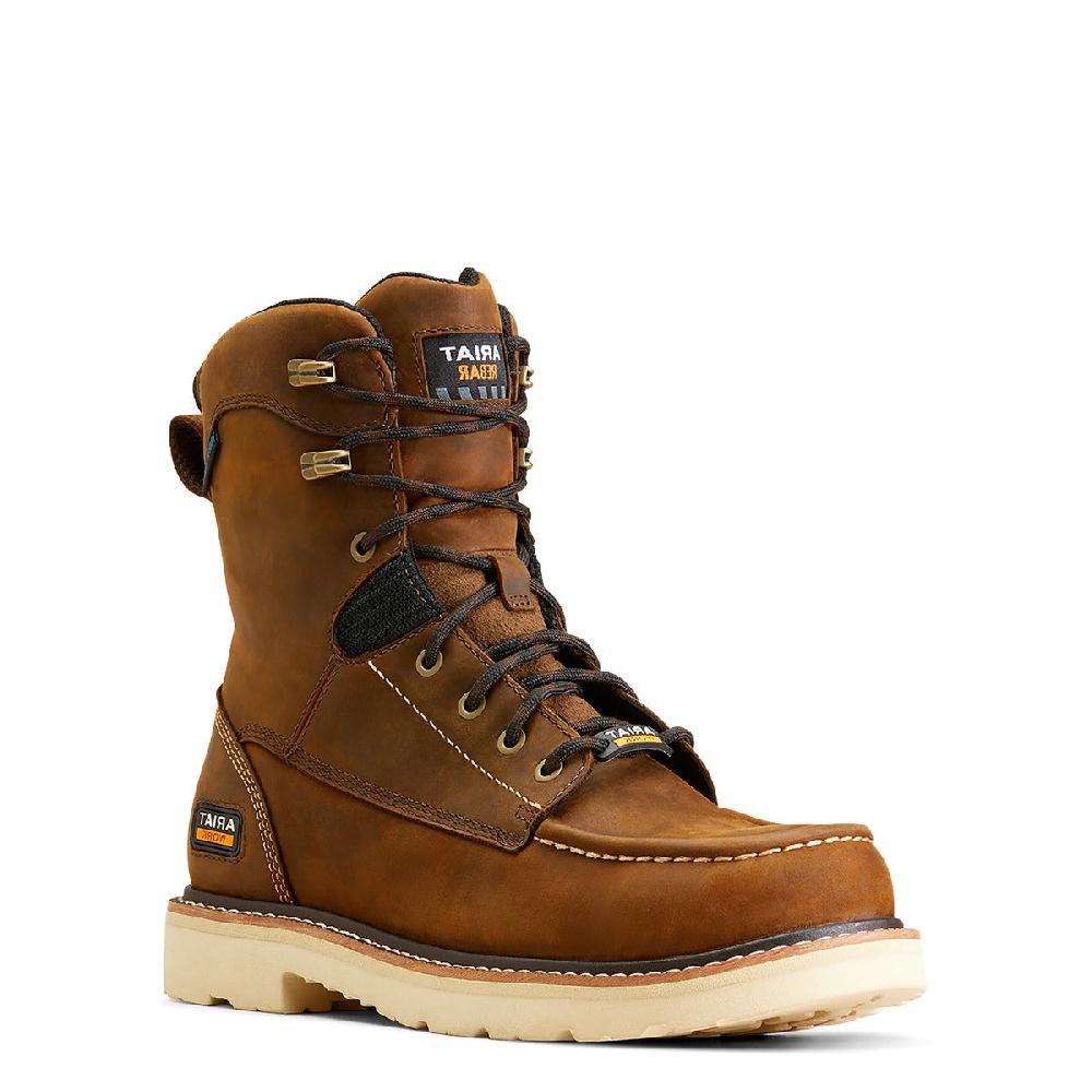 Ariat Distressed Brown Rebar Lift 8 inch Soft Toe Men's Waterproof Work Boots 10047029