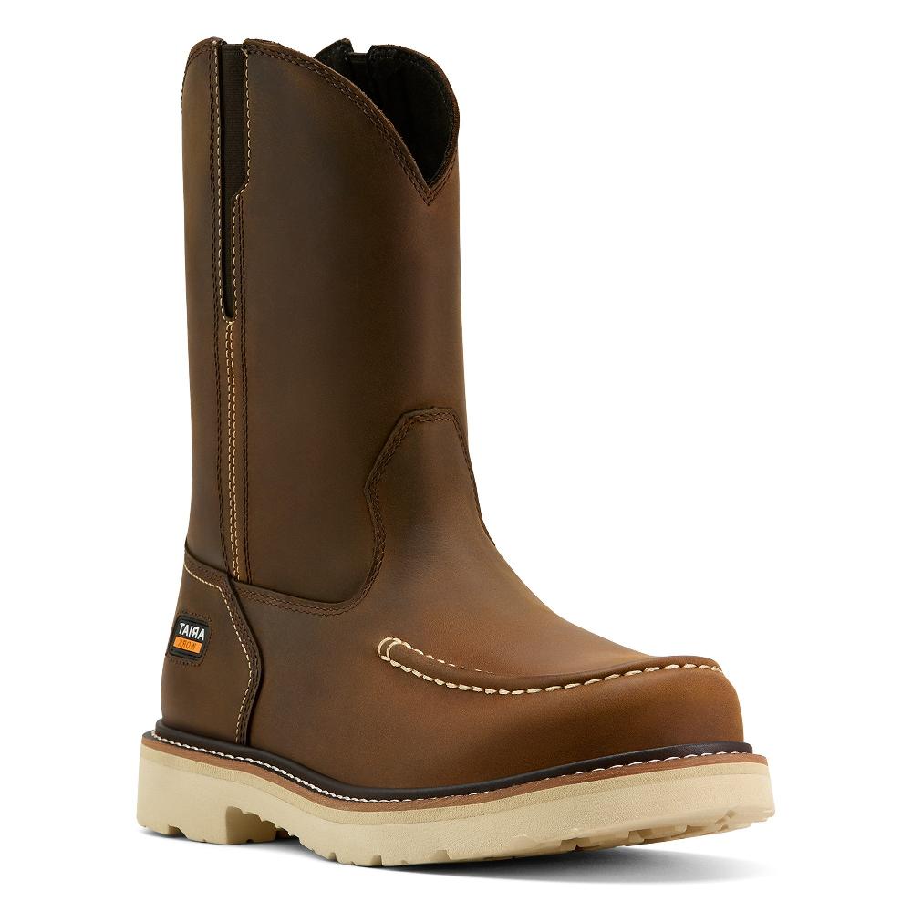 Ariat Distressed Brown Rebar Lift Pull On Moc Soft Toe Men's Work Boots 10061286