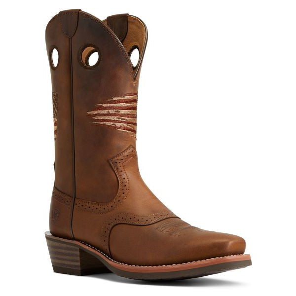 Ariat Distressed Brown Roughstock Patriot Mens Western Boots 10040348
