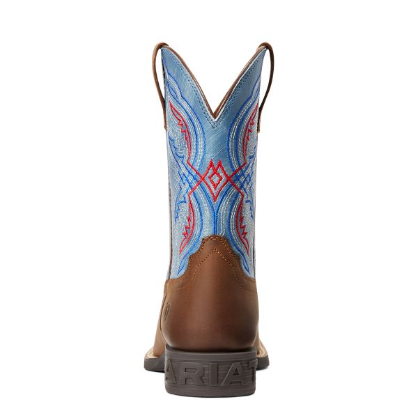 Ariat Distressed Brown/Stone Blue Double Kicker Kids' Western Boots 10040247