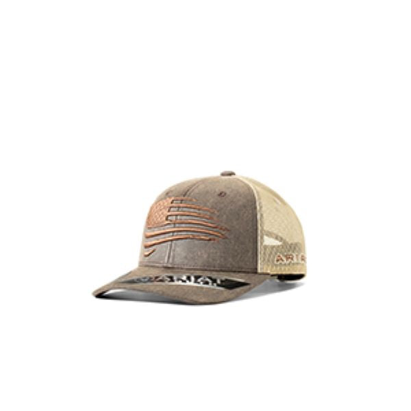 Ariat Distressed Brown with Flag on the Front Ballcap A300081802