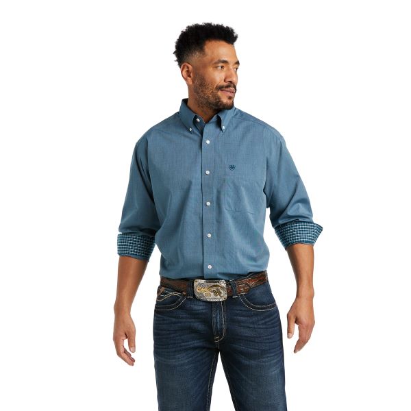 Ariat Dream Teal Wrinkle Free Solid Oxford Classic Fit Mens Shirt 10038015