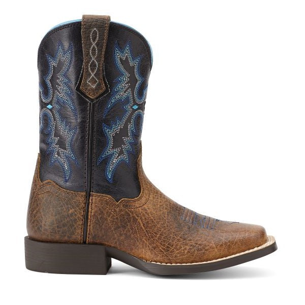 Ariat Earth and Black with Blue Accents Youth Tombstone Western Boots 10012794