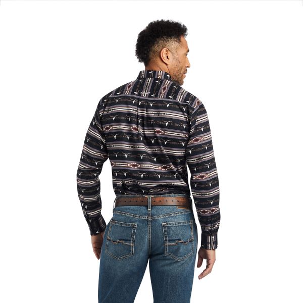 Ariat Eiffel Tower Woods Men's Fitted Button Down Shirt With Steer Head Print 10042263