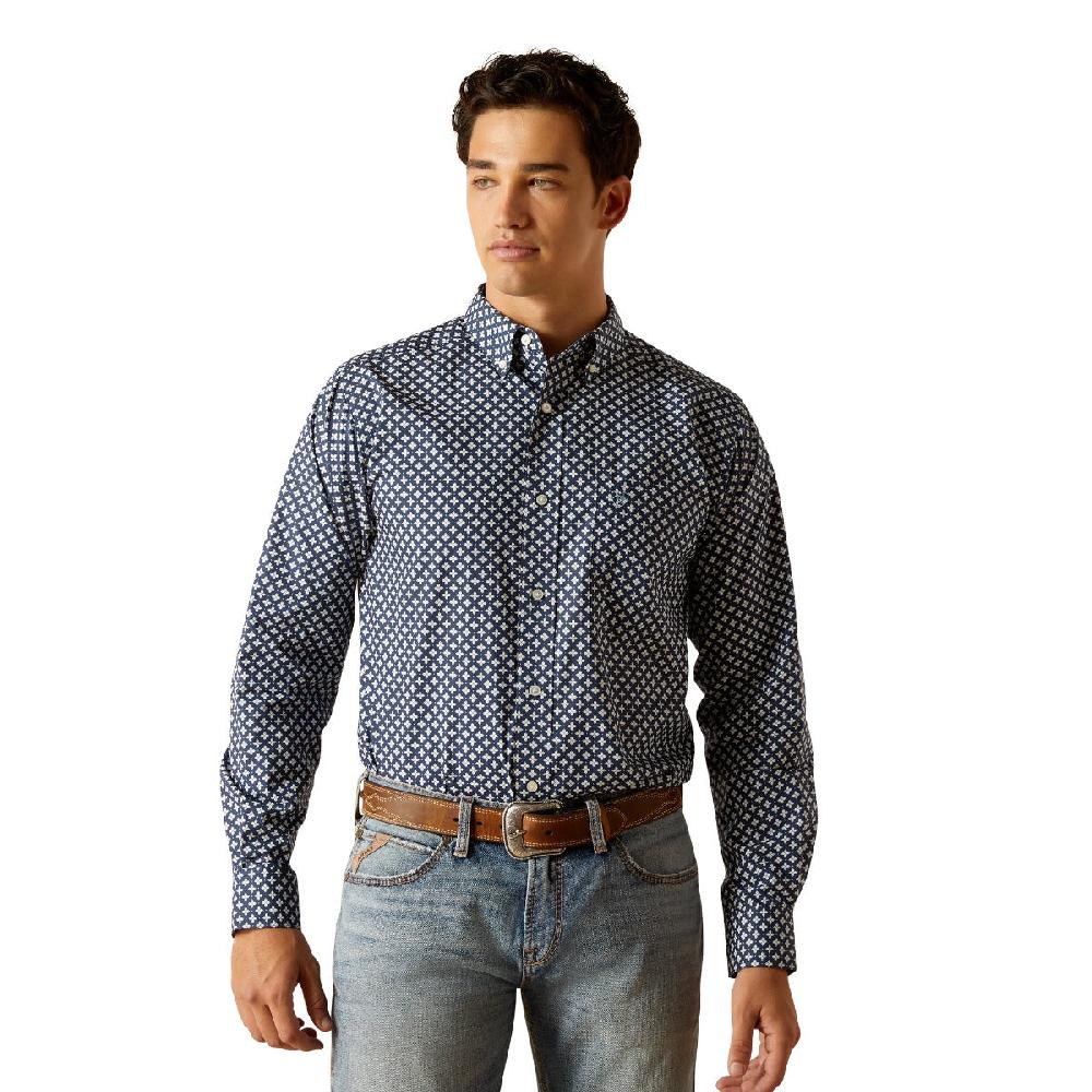 Ariat Emile Mood Indigo Fitted Men's Long Sleeve Shirt 10051245