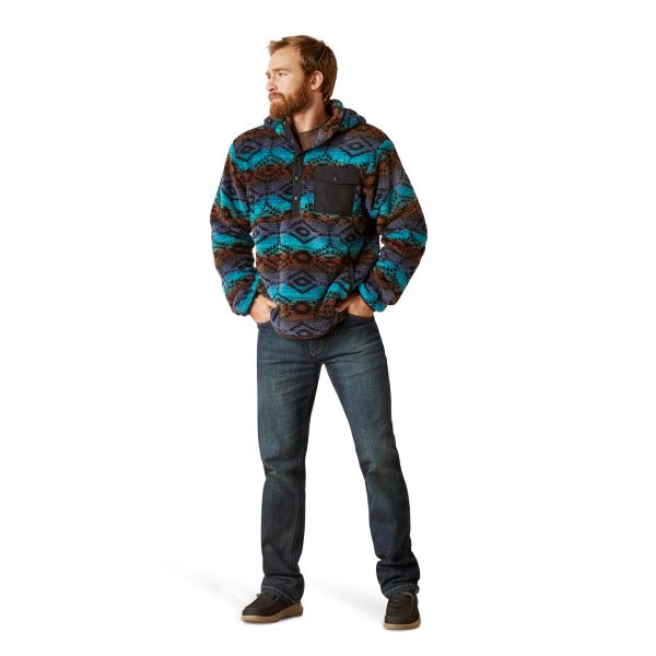 Ariat Enamel Blue Serape Polar Bear Fleece Men's Hoodie 10046659