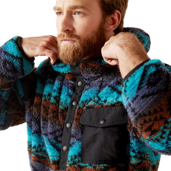 Ariat Enamel Blue Serape Polar Bear Fleece Men's Hoodie 10046659
