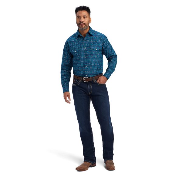 Ariat Estate Blue Braylen Classic Fit Mens Western Snap Shirt 10041764