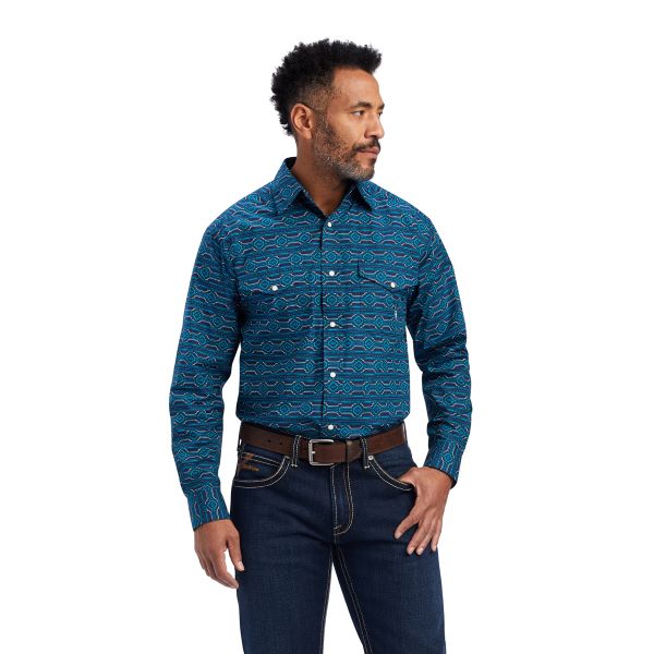 Ariat Estate Blue Braylen Classic Fit Mens Western Snap Shirt 10041764