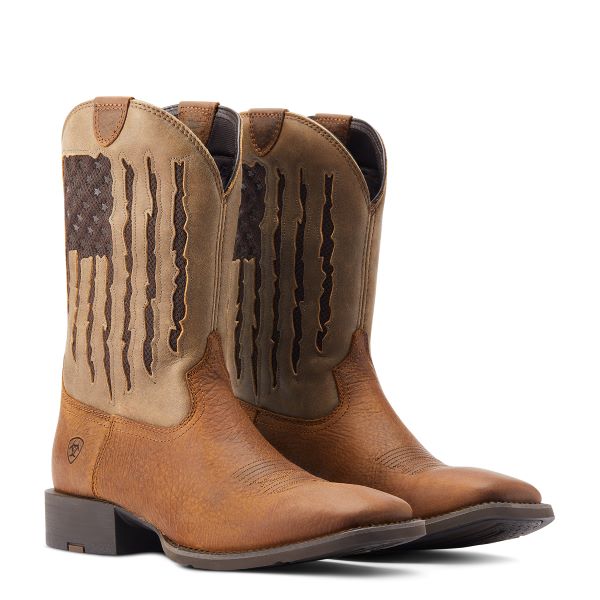 Ariat Faithful Brown Sport My Country VenTEK Men's Wide Square Western Boots 10044564