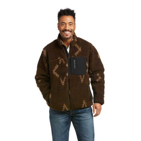 Ariat Fossil Brown with Diamond Shapes Mammoth Mens Sweater Jacket 10037358