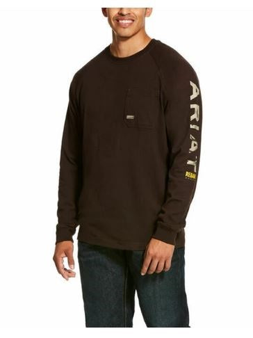 Ariat Ganache Brown Rebar Cottonstrong Graphic Long Sleeve T-Shirt 10027902