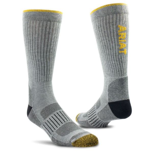 Ariat Grey High Performance Tek Work Socks 2265-GREY