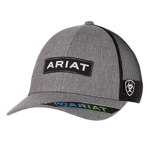Ariat Grey Men's Cap with Black Rectangle Patch and Ariat Logo A300051006