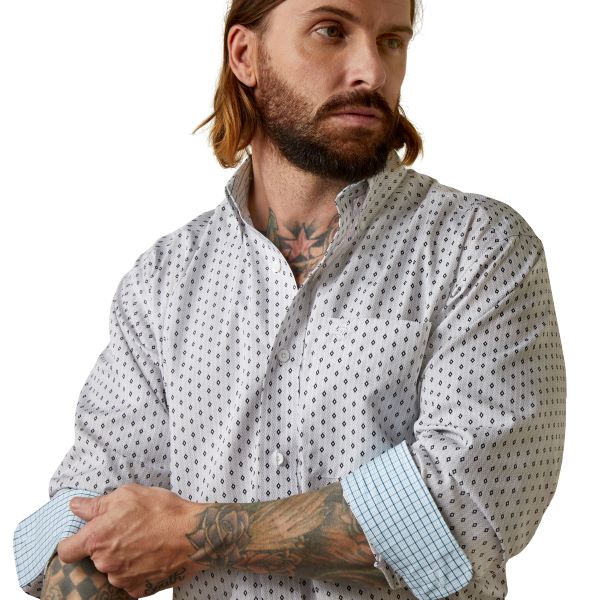 Ariat Grey Wrinkle Free Coleman Classic Fit Men's Longsleeve Button Front Shirt 10044903