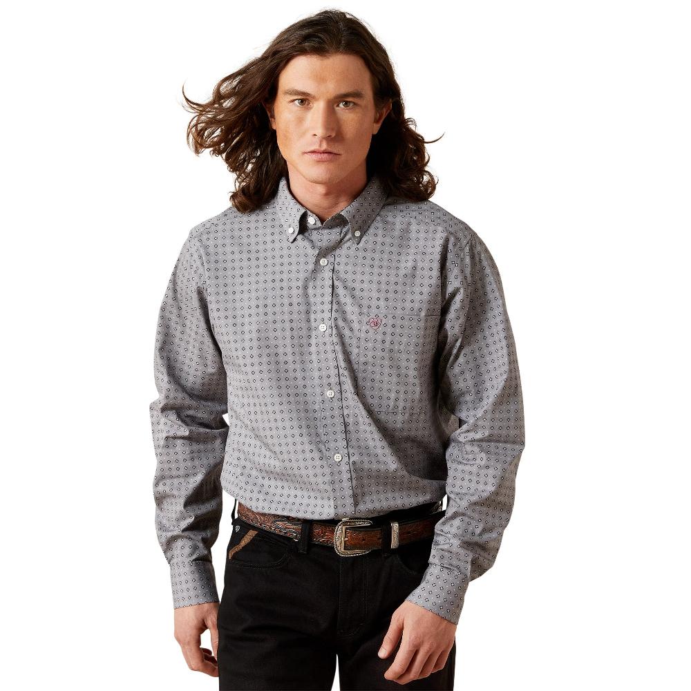 Ariat Grey Wrinkle Free Men's Anderson Collared Fitted Shirt 10065776