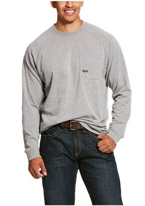 Ariat Heather Gray Men's Rebar Cotton Strong Long Sleeve T-Shirt 10027905