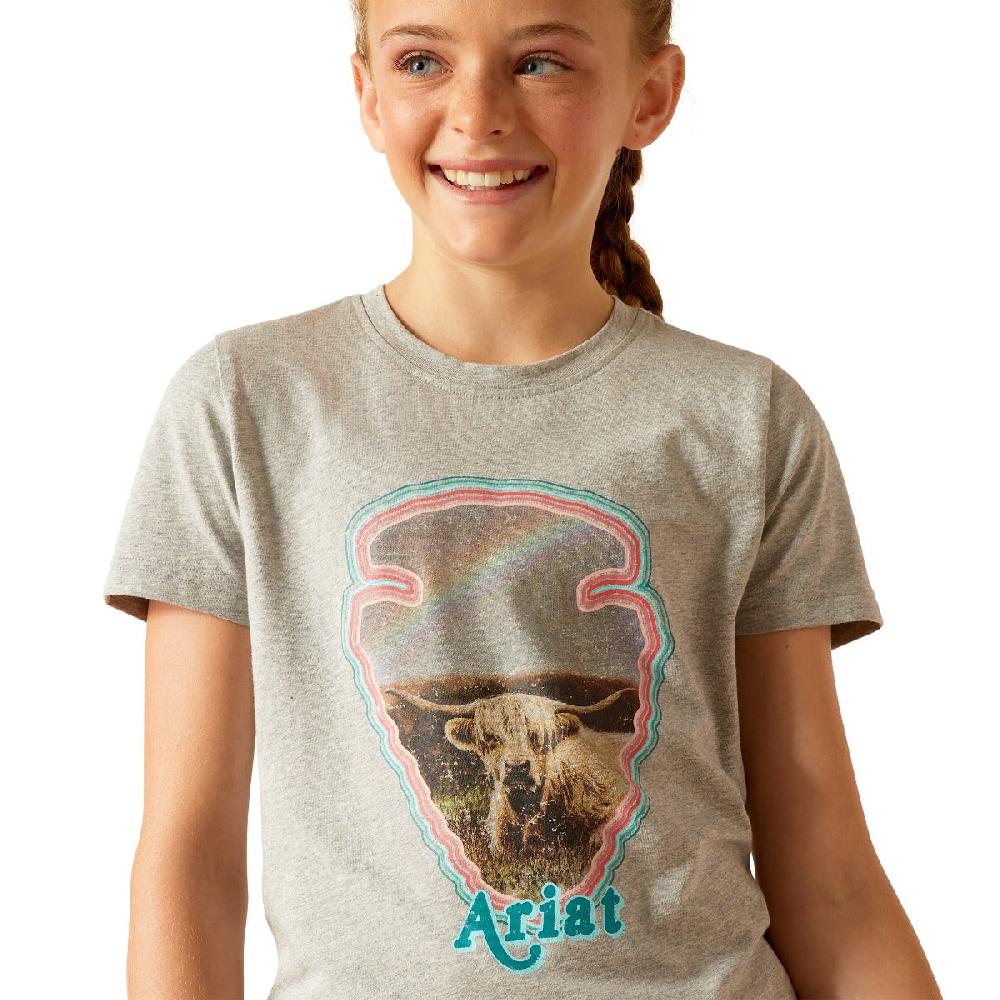 Ariat Heather Grey Arrowhead Girls Short Sleeve T-Shirt 10048588
