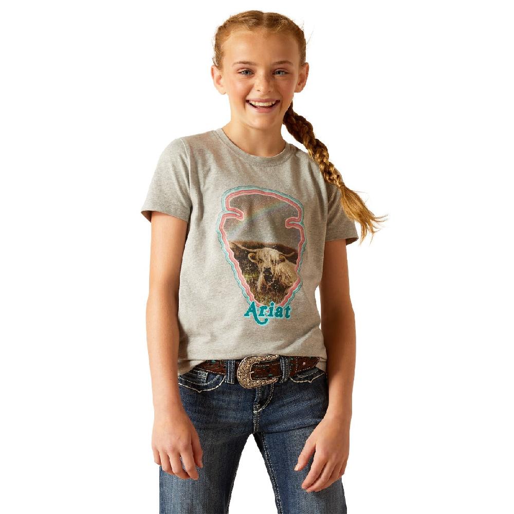 Ariat Heather Grey Arrowhead Girls Short Sleeve T-Shirt 10048588