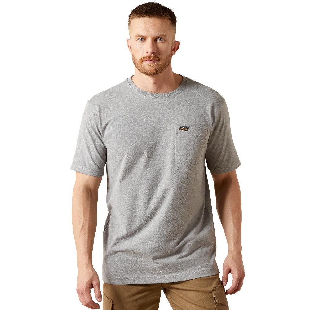 Ariat Heather Grey Rebar Cotton Strong Men's Standard Pocket T-Shirt 10054517