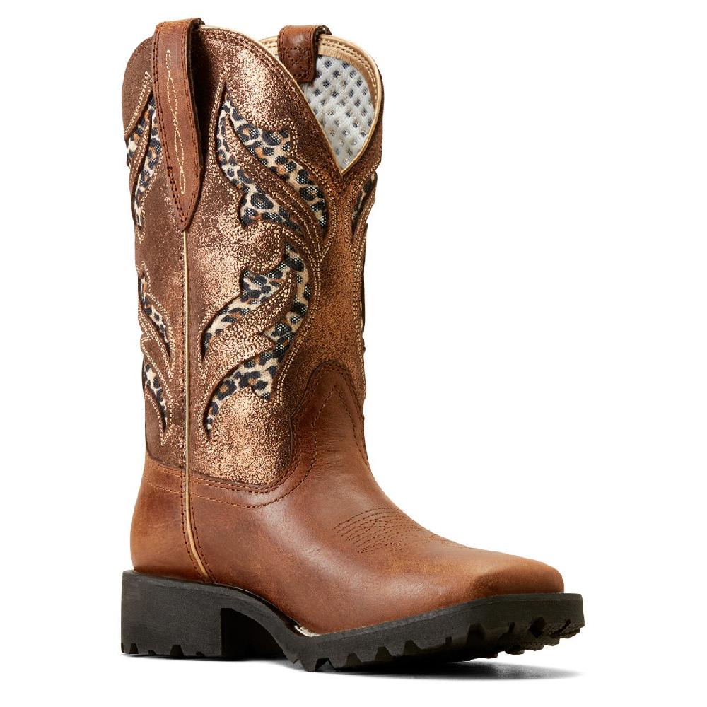 Ariat Hickory Smoke/Copper Metallic Unbridled Rancher Women's 11 Inch Wide Square Toe VentTek Western Boots 10050914