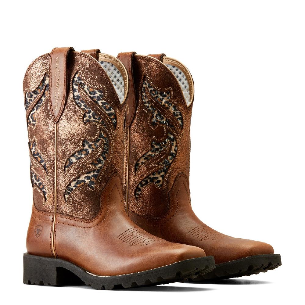 Ariat Hickory Smoke/Copper Metallic Unbridled Rancher Women's 11 Inch Wide Square Toe VentTek Western Boots 10050914