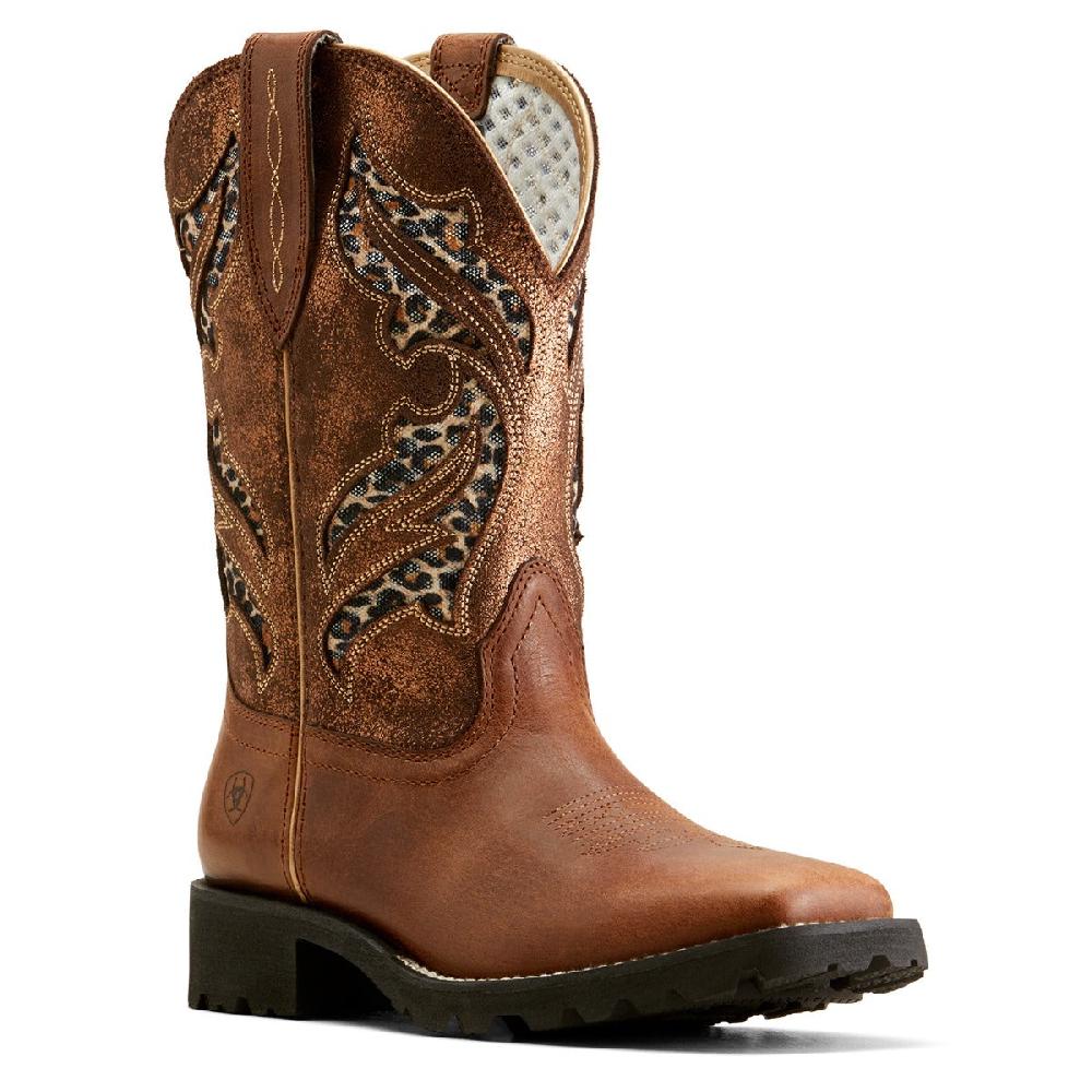 Ariat Hickory Smoke/Copper Metallic Unbridled Rancher Women's 11 inch Wide Square Toe VentTek Western Boots 10050914