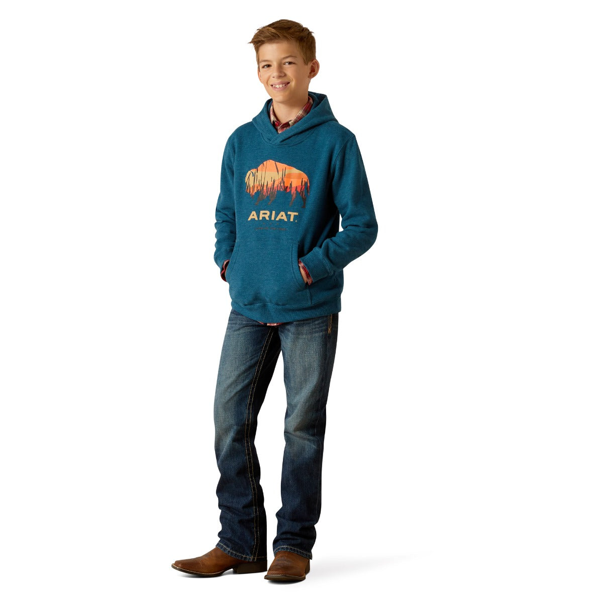 Ariat Hydra Heather Bison Plains Kids Hoodie 10052394