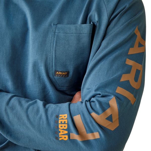 Ariat Indian Teal Rebar Cotton Strong Men's Longsleeve Graphic Tee Shirt 10046617