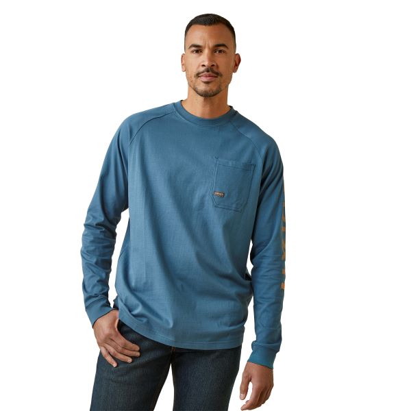 Ariat Indian Teal Rebar Cotton Strong Men's Longsleeve Graphic Tee Shirt 10046617