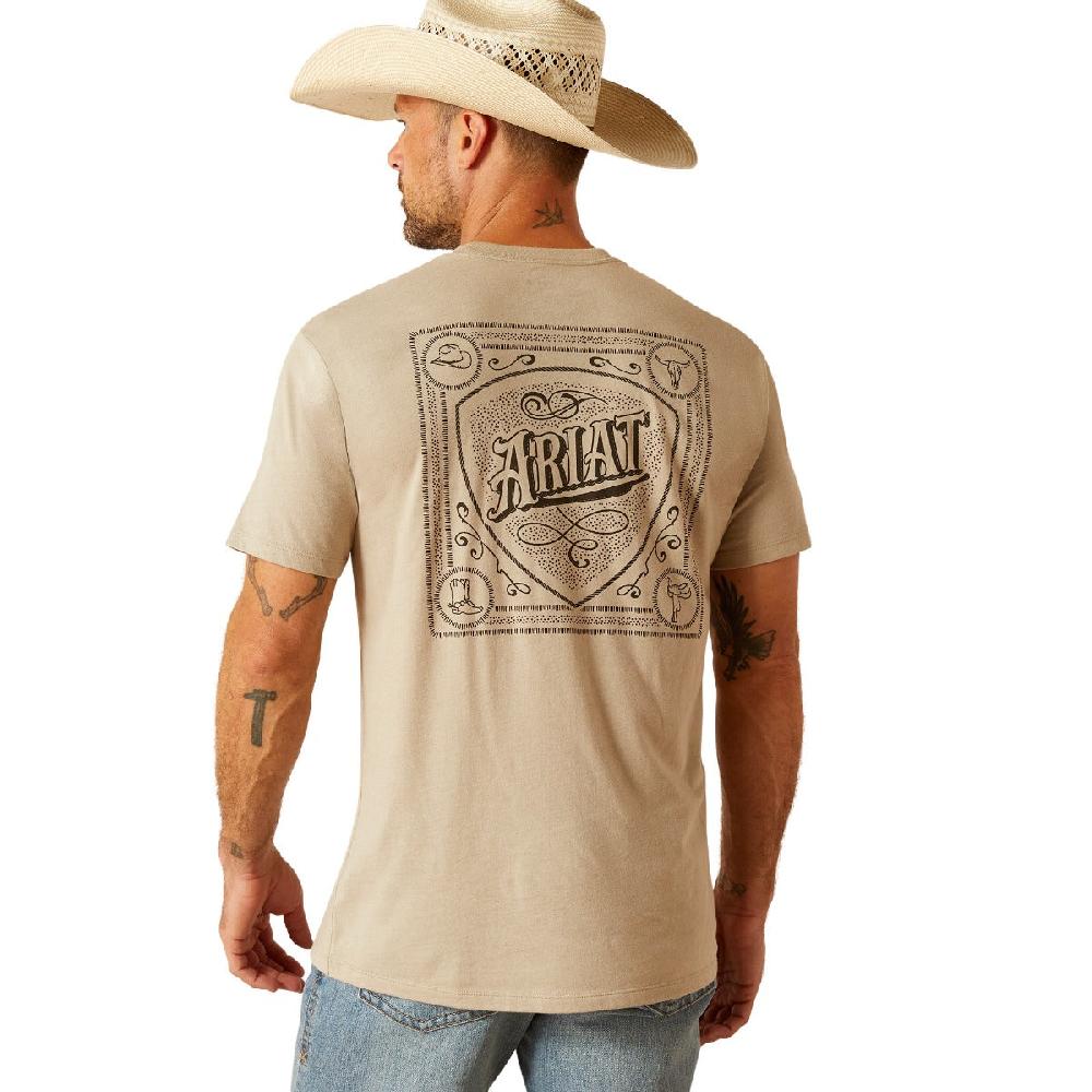 Ariat Khaki Heather Bandana Script Men's Short Sleeve T-Shirt 10051755