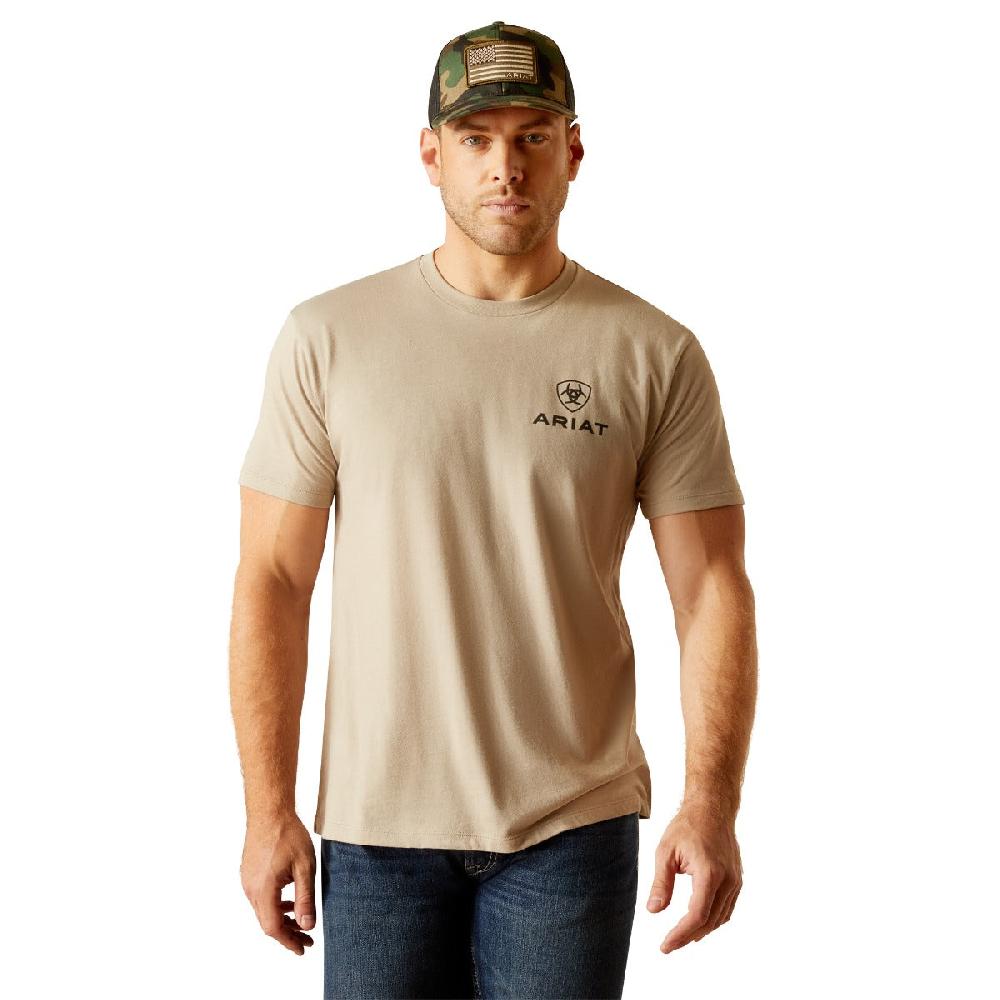 Ariat Khaki Heather Wheat Shield Men's Short Sleeve T-Shirt 10051385