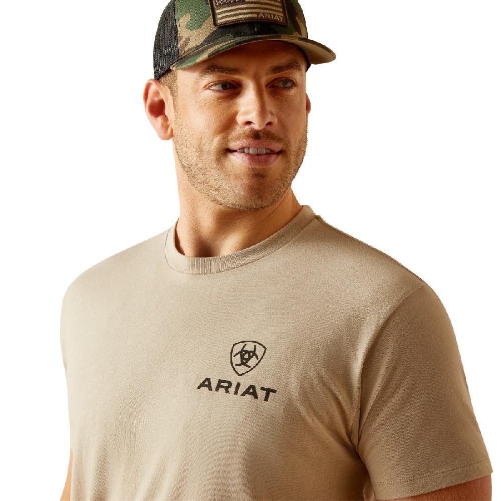 Ariat Khaki Heather Wheat Shield Men's Short Sleeve T-Shirt 10051385