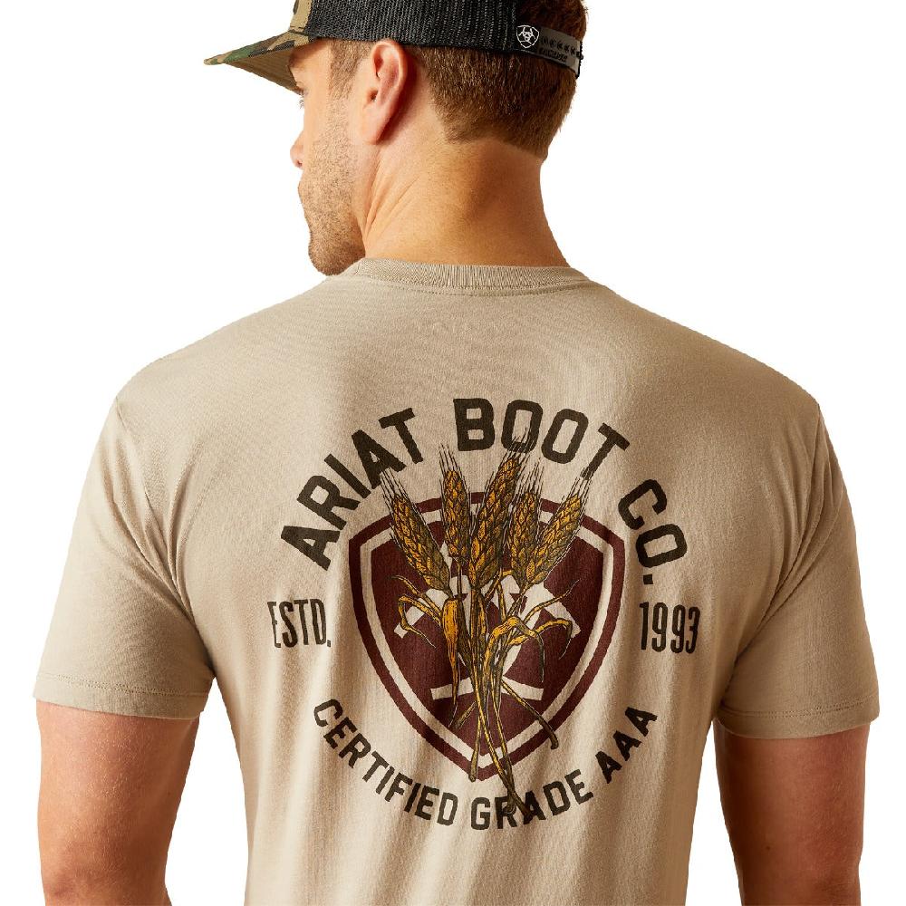 Ariat Khaki Heather Wheat Shield Men's Short Sleeve T-Shirt 10051385