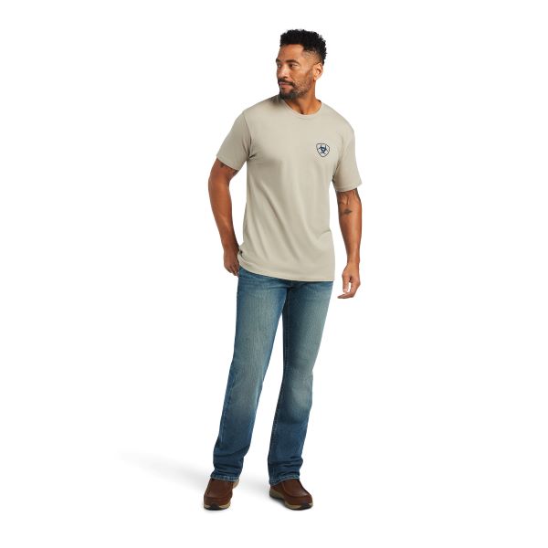 Ariat Khaki Heather Woodgrain Flag T-Shirt 10040864
