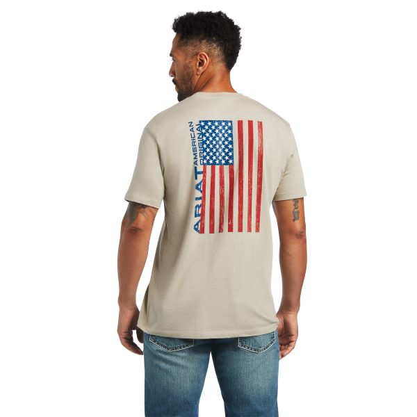 Ariat Khaki Heather Woodgrain Flag T-Shirt 10040864