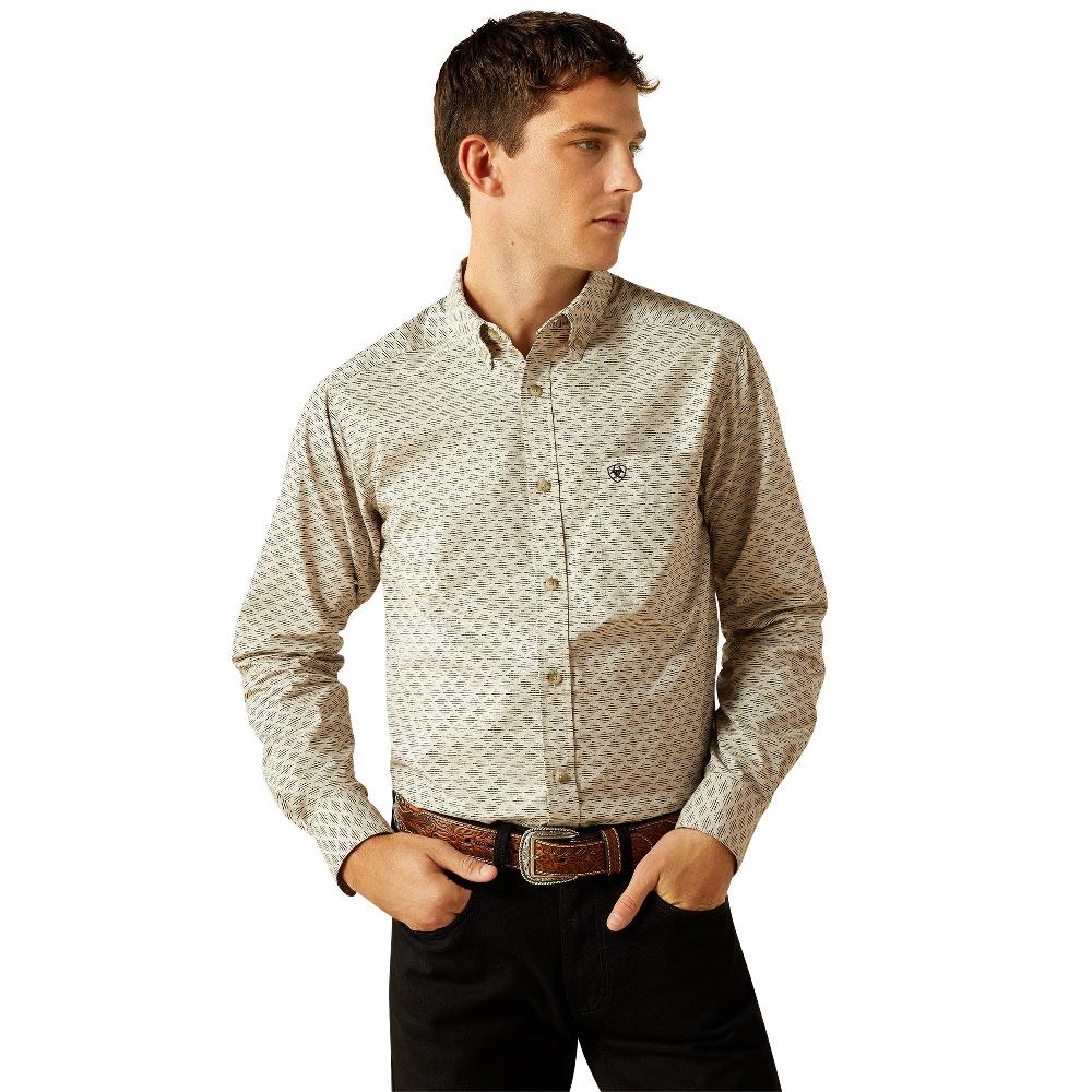 Ariat Khaki Sirius Men's Fitted Collared Longsleeve Button Front Shirt 10058993